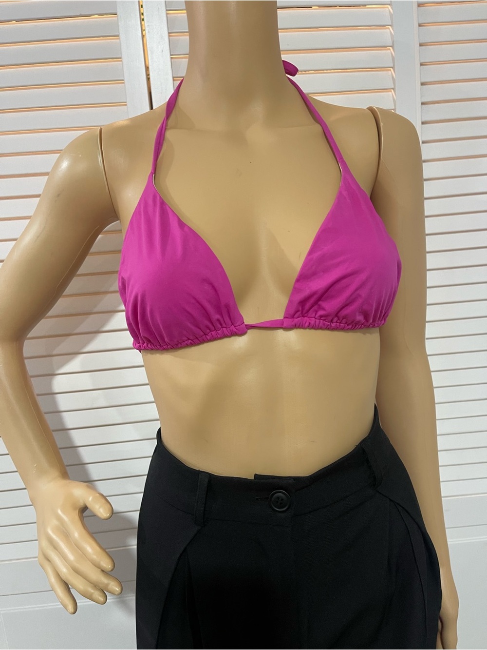 Skin Fuchsia Triangle Halter Bikini Top
